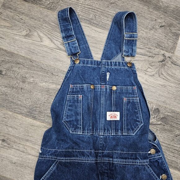 Round House Bib Overalls Mens 34 X 30 Denim Pockets Carpenter Workwear Utility - Picture 2 of 6